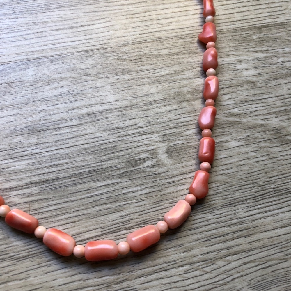 Gorgeous Vintage Angel Skin Coral Beaded Necklace Natural Rare Unique - Picture 7 of 13